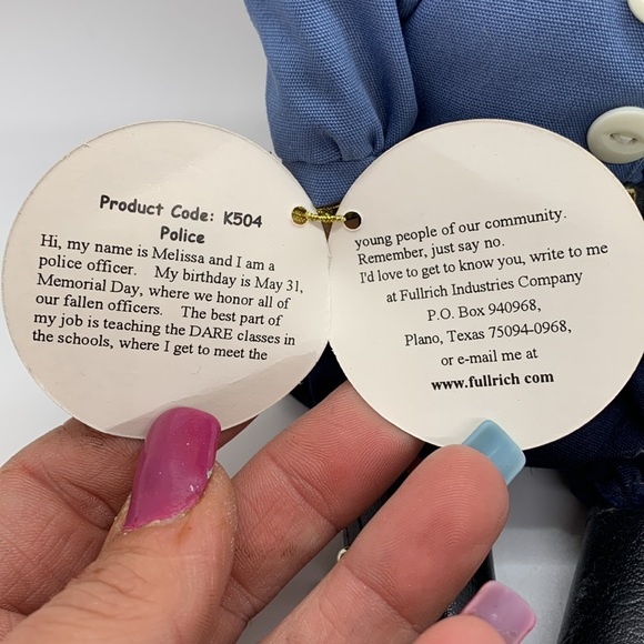 TEENIE FRIENDS Collectibles Dolls. “Melissa” Police Officer code k504 - Picture 3 of 4